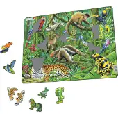 Larsen Puzzle Animaux - Forêt tropicale d'Amérique du Sud, 70 pièces.