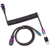 Keychron Premium Aviator Straight USB-C to USB-C Keyboard Cable, Iridescent Black (câble droit USB-C vers clavier USB-C)