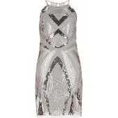 NAEMI Robe de cocktail beige / noir / argent / blanc