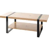 Haku Table basse en chêne clair et noir - métal, aggloméré, L/H/P : 120 x 45 x 60 cm