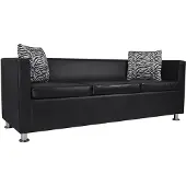 vidaXL Canapé à 3 places cuir artificiel noir