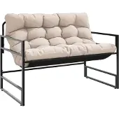 vidaXL Banc de jardin avec coussins Taupe 113 cm Acier