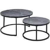 Molecule Ensemble de tables basses Boston Ø80 et Ø60cm - marbre gris