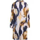 Comma Robe bleu foncé / jaune / or / blanc