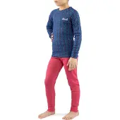Viking Nino Base Layer Set Bleu,Rose 128-140 cm Garçons
