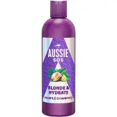 Aussie SOS Blonde Hydrate : shampooing tonifiant violet pour cheveux blonds, 300 ml