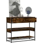 vidaXL Table console chêne fumé 90x35x80 cm bois d'ingénierie