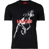 HUGO T-Shirt 'Deyladec' canneberge / noir / blanc cassé