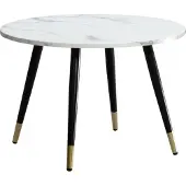 Wohnling Table basse 60x60x41 cm avec aspect marbre blanc Moderne Design Table de salon avec structure métallique Table basse ronde Table d'appoint Salon