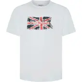 Pepe Jeans T-Shirt 'Clag' bleu / rouge sang / blanc