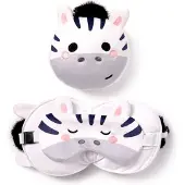 Puckator Relaxeazzz Peluche Adoramals Bali Zebra Coussin de voyage rond & masque pour les yeux, Oreiller de voyage, Multicolore