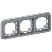 Legrand Support de plaque Plexo IP55 - 3 postes horizontaux - Gris