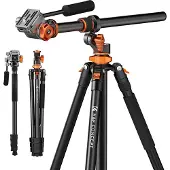 K&F Concept T254A7+FH-03 Magnesium Aluminum Alloy Tripod (Métal), Trépied, Noir, Orange