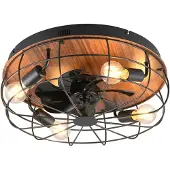 Reality Ventilateur de plafond Trondheim noir avec du bois