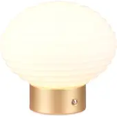 TRIO Lampe de table rechargeable Earl or avec verre blanc