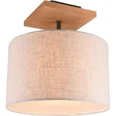 TRIO Plafonnier ELMAU bois clair-blanc-beige 1xE27x60W en tissu, dimensions : 36,5x35x35 cm, IP20
