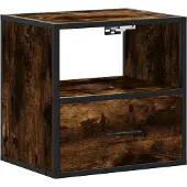 vidaXL Table de chevet murale Chêne fumé 40x31x39,5 cm