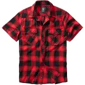 Brandit Chemise manches courtes de - Chemise À Carreaux Manches Courtes - S - 7XL - pour Homme - noir/rouge - Taille 3XL