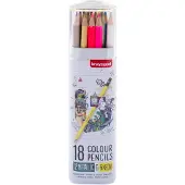 Bruynzeel Crayons de couleur étain métallique & néon, 18 couleurs