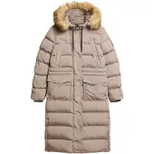 Superdry Femme Manteau Long en Fausse Fourrure Everest Beige Taille: 42