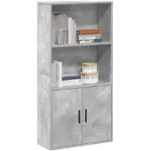 vidaXL Bibliothèque gris béton 60x24x120 cm bois d'ingénierie