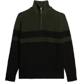 Superdry pour homme. M6110651A Henley en jersey Cotton Classics rayé vert olive, noir (XL), Casuel, Coton