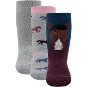 Ewers Chaussettes 'Pferd' turquoise / gris chiné / rouge foncé / noir