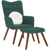 vidaXL Fauteuil relax avec pouf vert foncé velours
