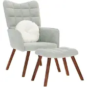 vidaXL Fauteuil relax avec pouf gris clair velours