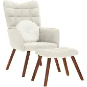 vidaXL Fauteuil relax avec pouf Crème Velours