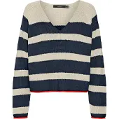 Vero Moda Fabulous V Neck Sweater Blanc,Bleu XS Femme