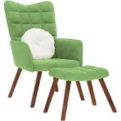 vidaXL Fauteuil relax avec pouf vert clair velours