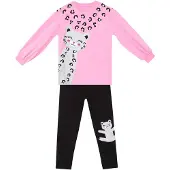 Denokids Survêtement 'Glitter Leo' gris clair / rose / noir