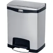 Rubbermaid - Poubelle Slim Jim Step On Container Front Step en acier inoxydable 30 litres - Acier inoxydable - Acier inoxydable mat, noir