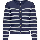 ONLY Cardigan 'ONLLAURA' bleu foncé / blanc naturel