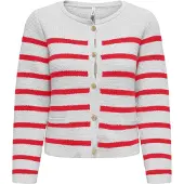ONLY Cardigan 'ONLLAURA' rouge / blanc