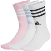 Adidas Chaussettes à 3 bandes (3 paires) Fitness-Training Unie Adulte Essentials 3S Blanc/Blanc/Rose Blanc/Rose Taille L