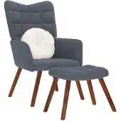 vidaXL Fauteuil relax avec pouf gris foncé velours