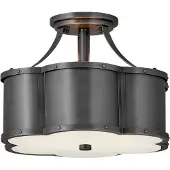 HINKLEY Plafonnier Chance noir 2xE27x60W en verre, dimensions : 25,4 x 36,2 x 36,2 cm, IP20, Quintiesse