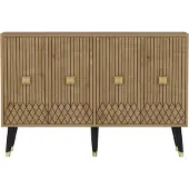 Skye Decor , Carbın - Sapphire Oak, Gold, console, chêne saphir, PANNEAUX DE PARTICULES 100 % MÉLAMINÉS, 120 x 30 x 80 cm
