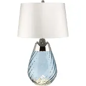 Elstead Lighting Lena Lampe de table E27 61cm verre teinté bleu, abat-jour blanc cassé blanc gris (620 lm, E27, GU10)