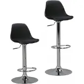 Amstyle KORSIKA | Tabouret de bar en similicuir noir | Tabouret