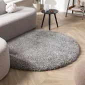 Studio Clarice Tapis rond à poils longs - Yves Gris | Ø 120 cm | Rond | Pile haute