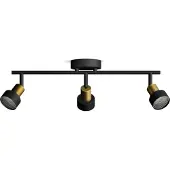 Philips 8720169299917 Spot de plafond Conduit / spot 3xGU10 noir, laiton, ClickFix