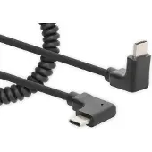 Manhattan 356213 Spiralkabel USB-C auf USB-C Ladekabel 1m schwarz