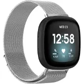Cover-Discount Fitbit Versa / Sense - Bracelet milanais argenté (Acier inoxydable), Sangles de montre, Argent