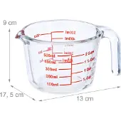 Relaxdays Gobelet gradué, Verre mesureur, Transparent, Rouge
