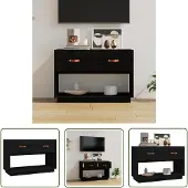 The Living Store Armoire TV noire 90x40x60 cm pin massif