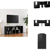 vidaXL Meuble TV noir brillant 104x30x52cm Bois composite - Meuble TV