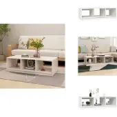vidaXL Table basse blanche 110x50x34 cm pin massif - Tables basses